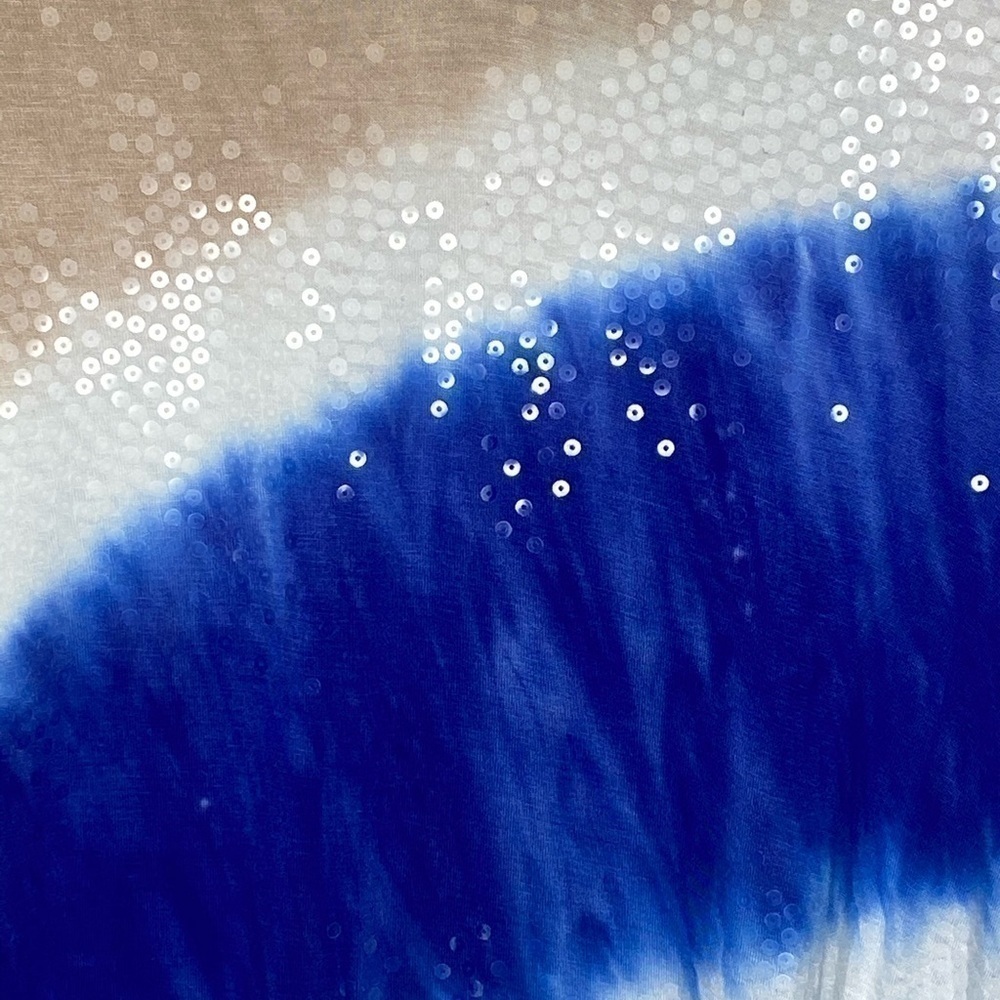 THOMAS and Olivia Tie Dye Sequin Blue Blouse Size Medium - Picture 3 of 3